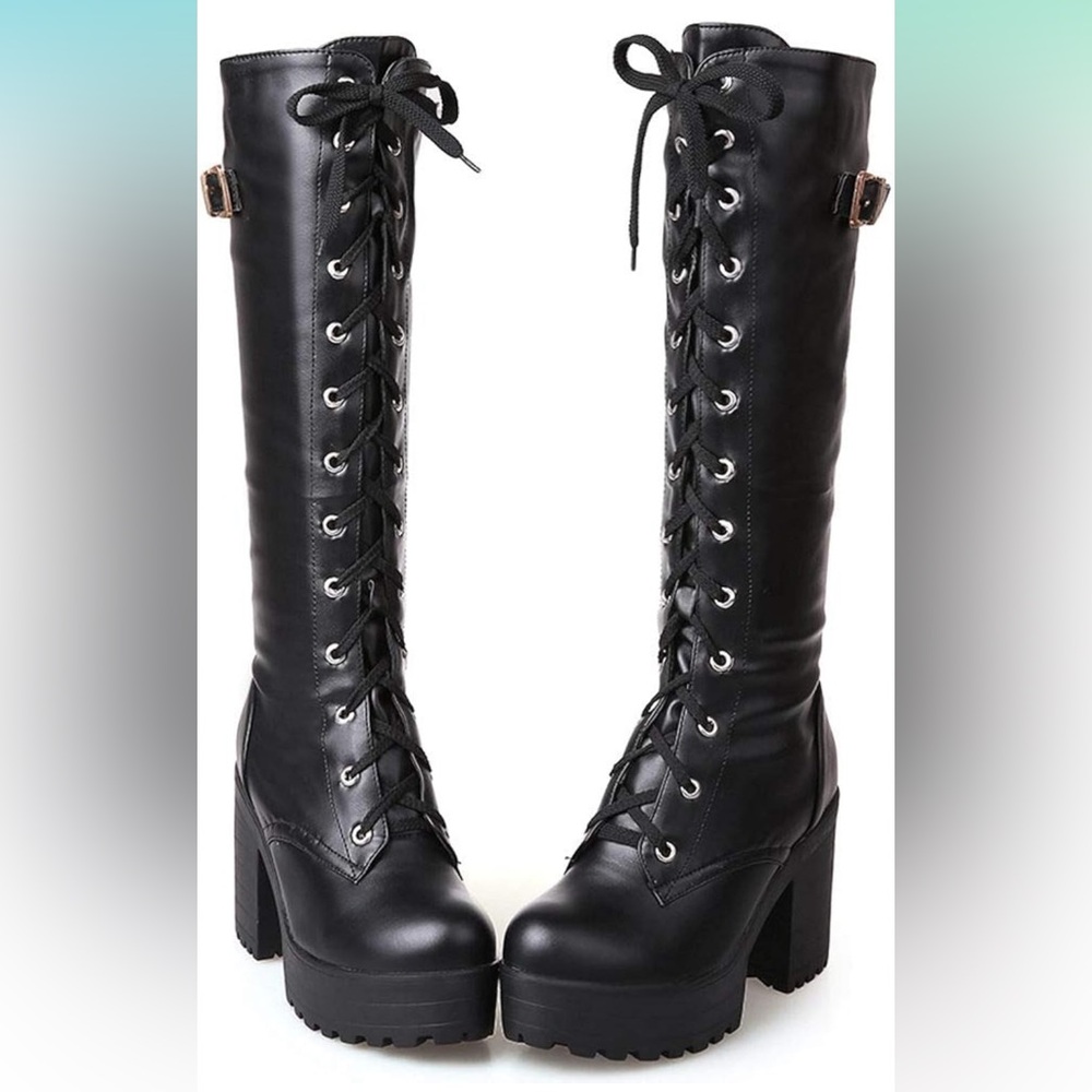 Knee High Lace Up Boots